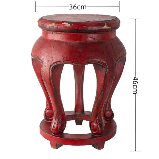 红漆花几香几中式圆凳鼓凳木凳老家具古董家具收藏品民俗老物件山西老家具古典家具