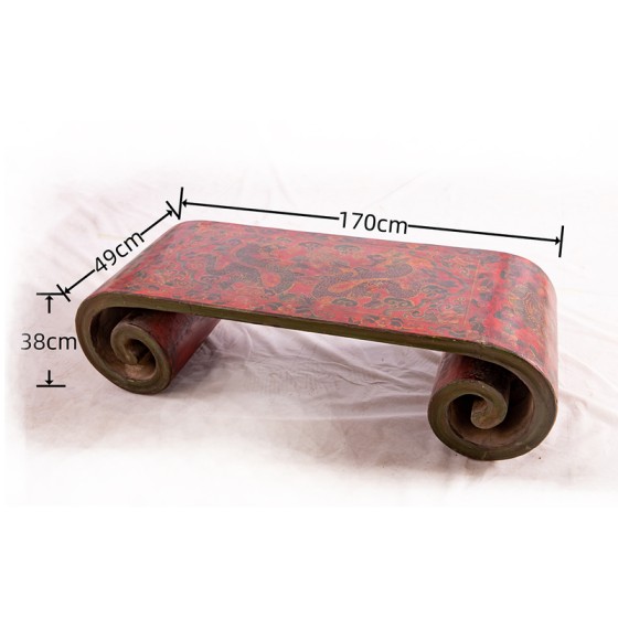 绘双龙下卷条几