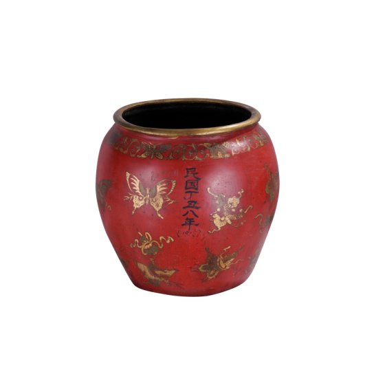 9-0 Red glazed gilded earthenware jars, rolled vats, antiques, antiques, folk old items